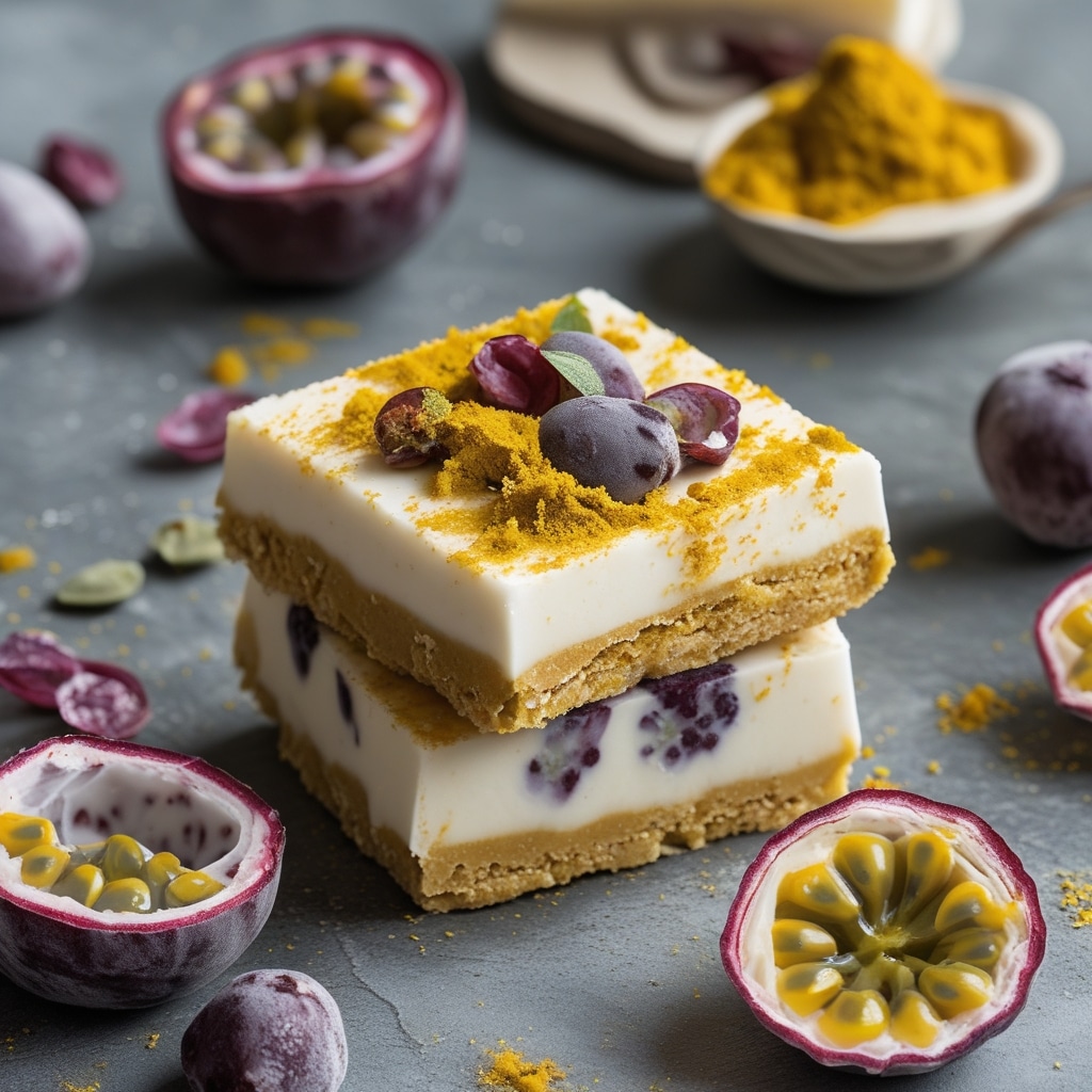 Frozen Passionfruit Turmeric Greek Yogurt Bars