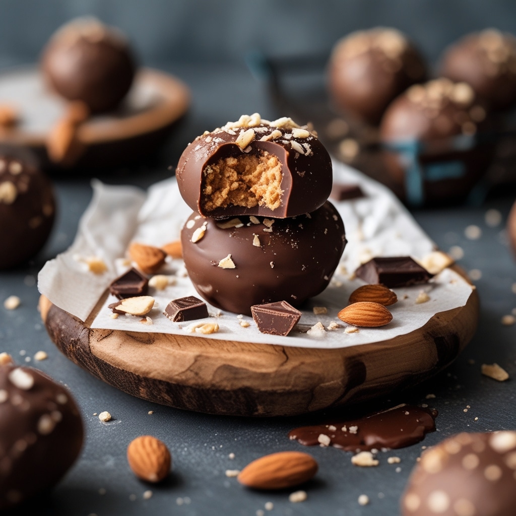 - No-Bake Almond Butter Chocolate Protein Balls