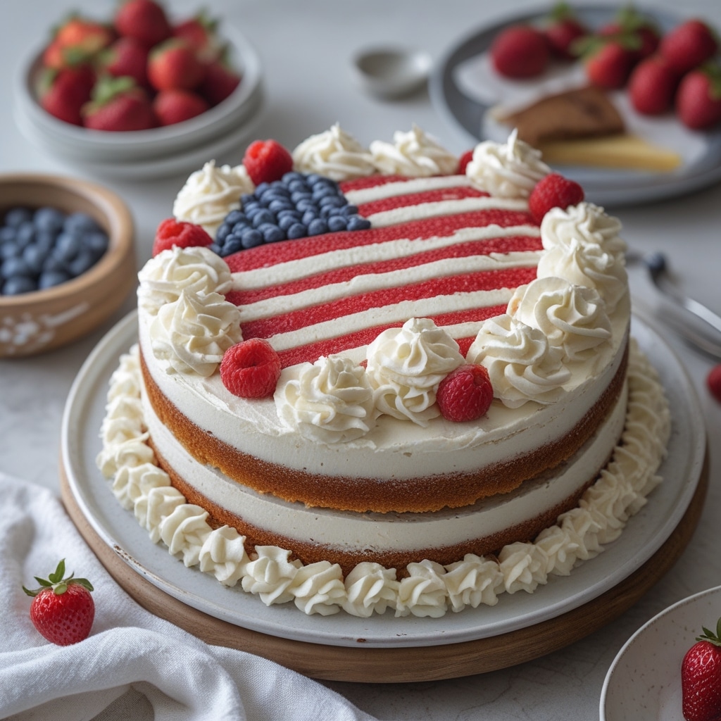 American Flag Buttercream Rosette Cake.