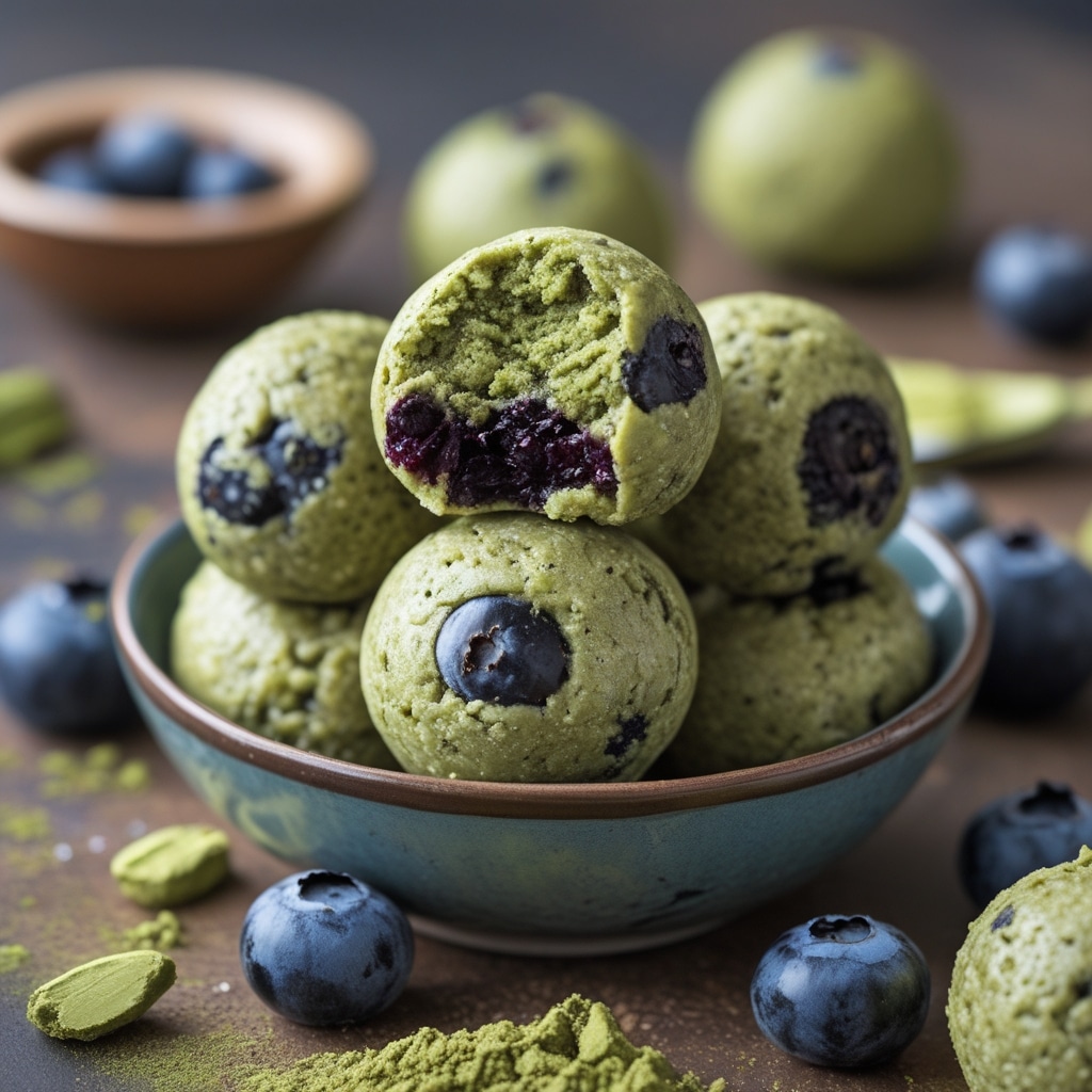 Blueberry Matcha Protein Energy Bites