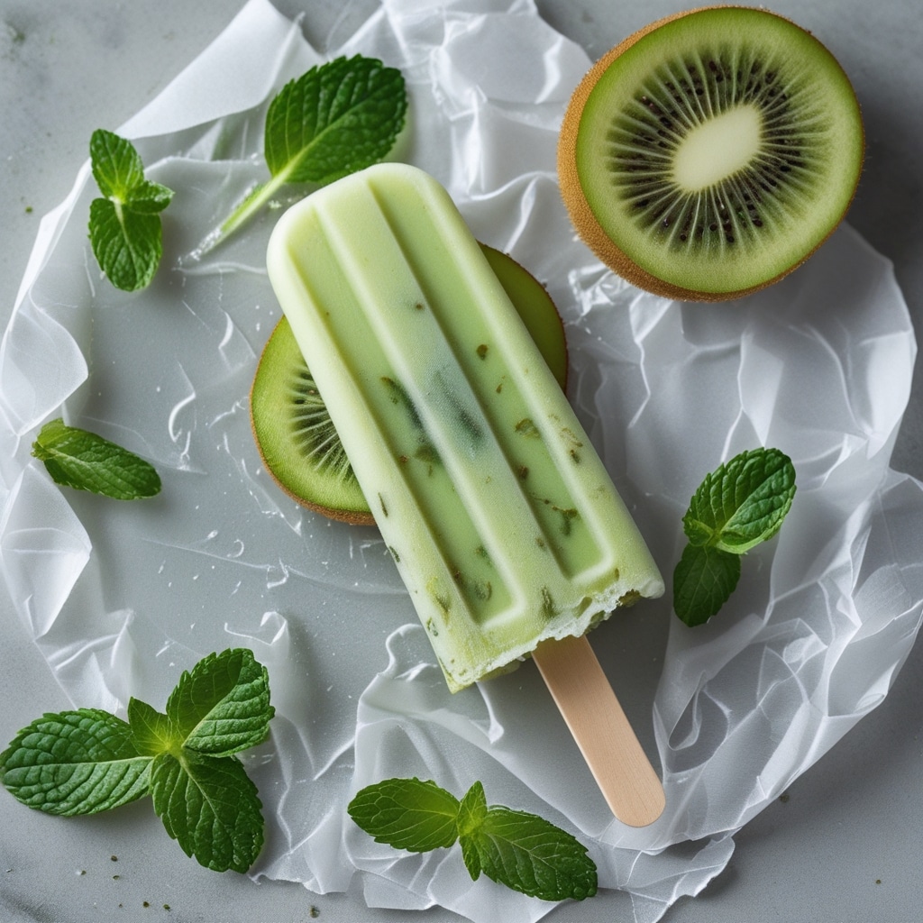 Frozen Kiwi Mint Greek Yogurt Energy Pops