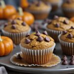 Pumpkin Protein Muffins with chocolate chips