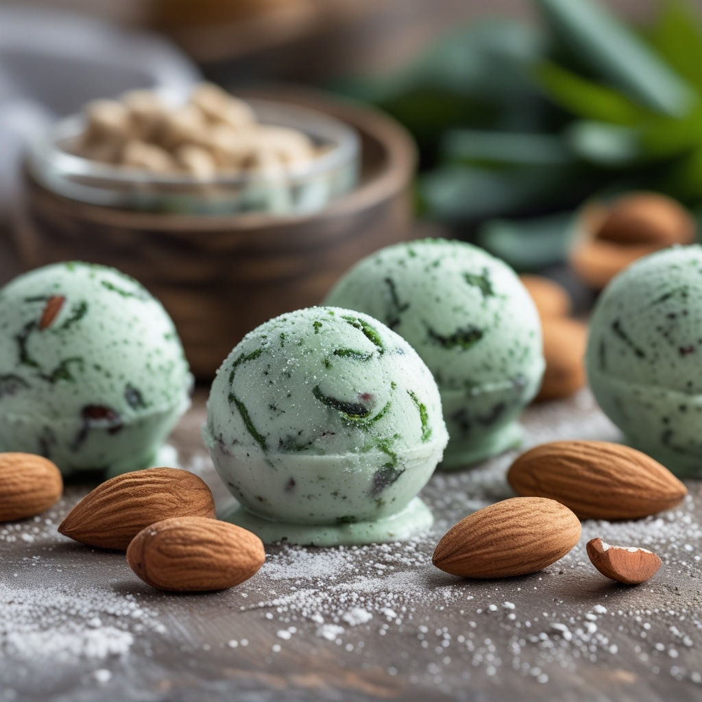 Spirulina Almond Protein Frozen Yogurt Balls