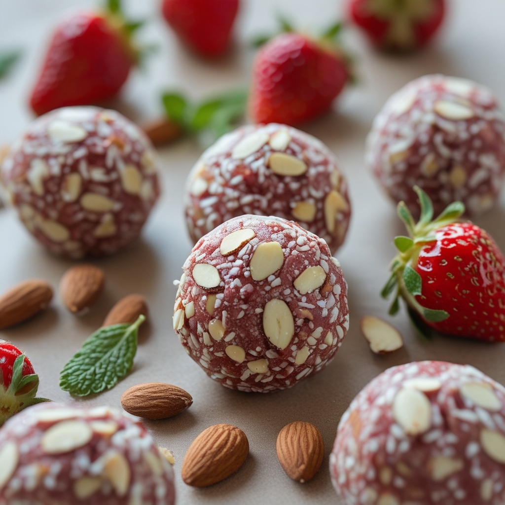 Strawberry Almond Protein Energy Balls