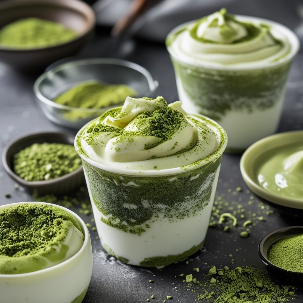 Frozen Matcha Green Tea Greek Yogurt Cups