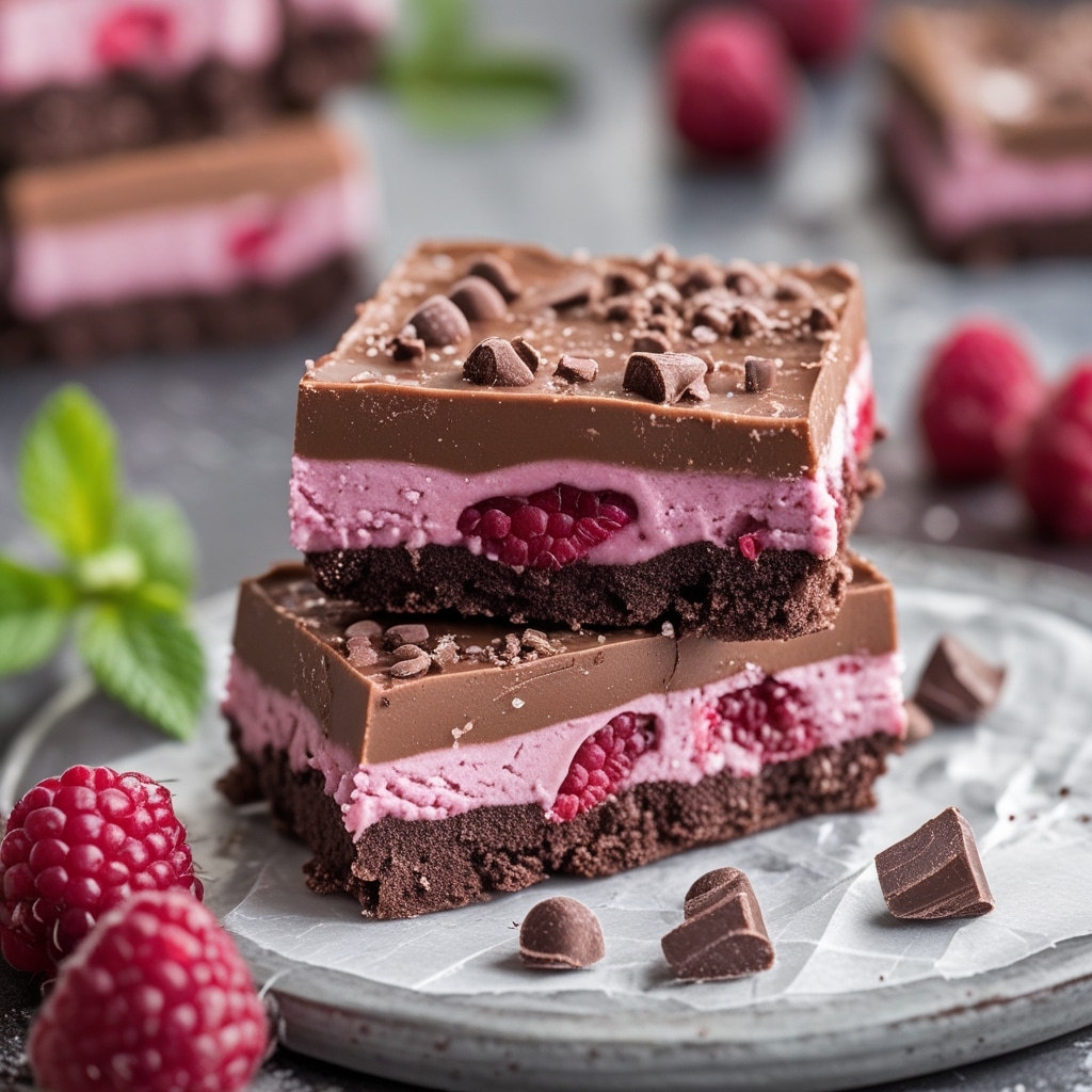 Frozen Chocolate Raspberry Greek Yogurt Bars