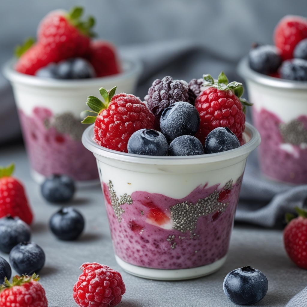 Frozen Berries & Chia Greek Yogurt Cups