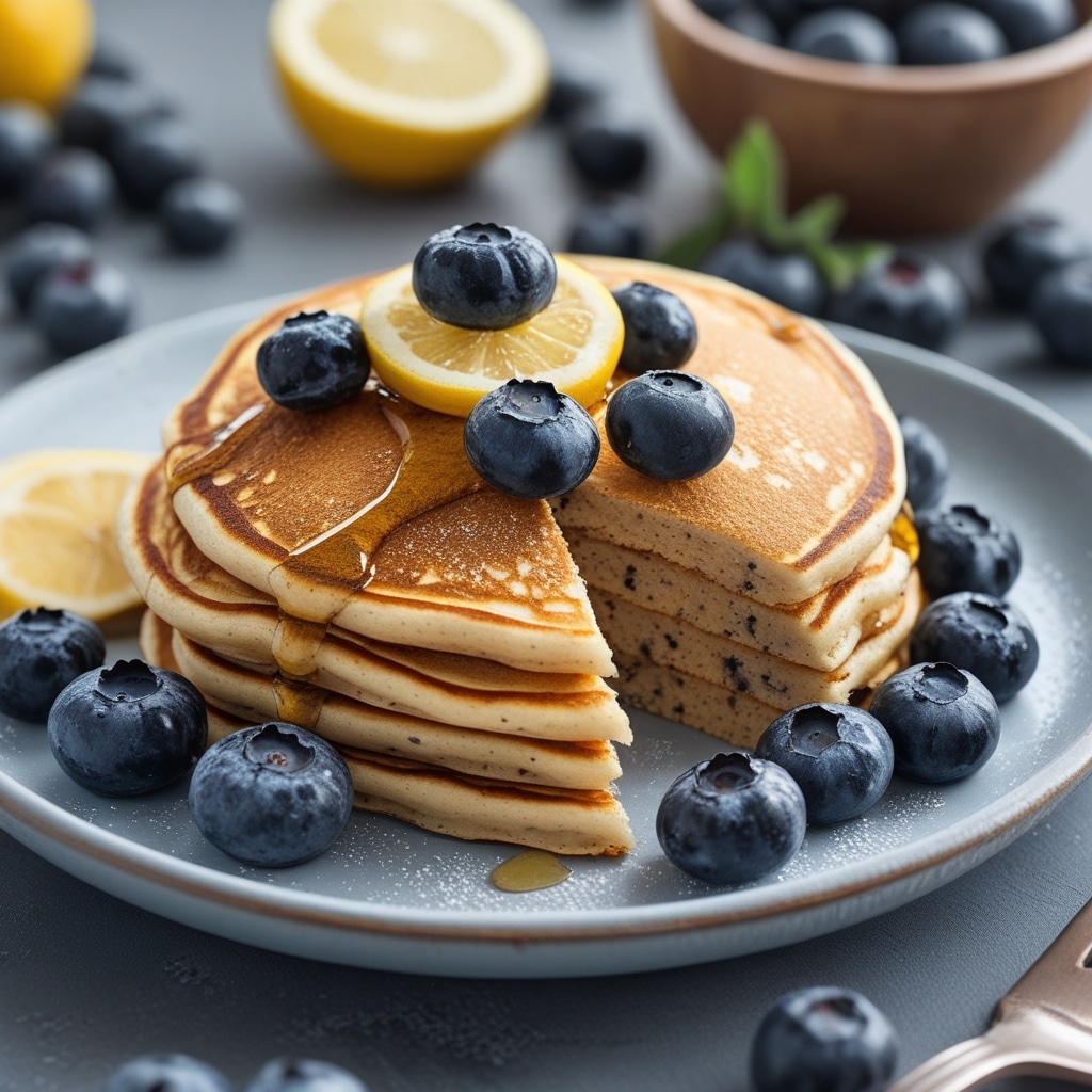Blueberry Lemon Protein Pancakes