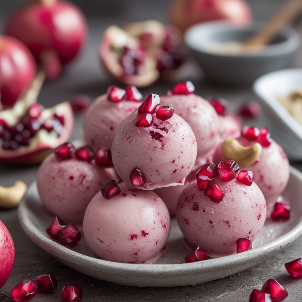 Pomegranate Cashew Protein Frozen Yogurt Bites