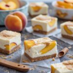 Frozen Peach Greek Yogurt Cheesecake Bars