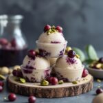 Elderberry Pistachio Protein Frozen Yogurt Bites