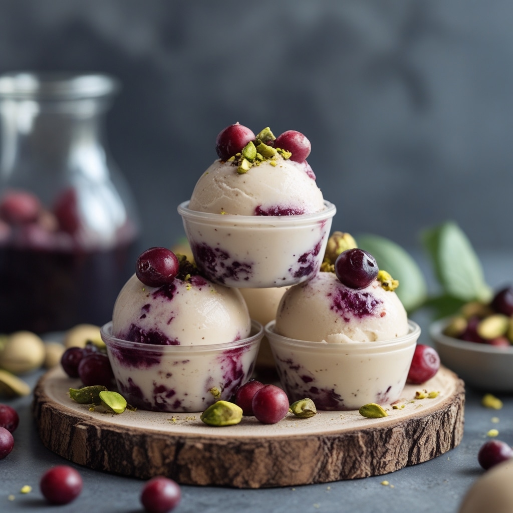 Elderberry Pistachio Protein Frozen Yogurt Bites
