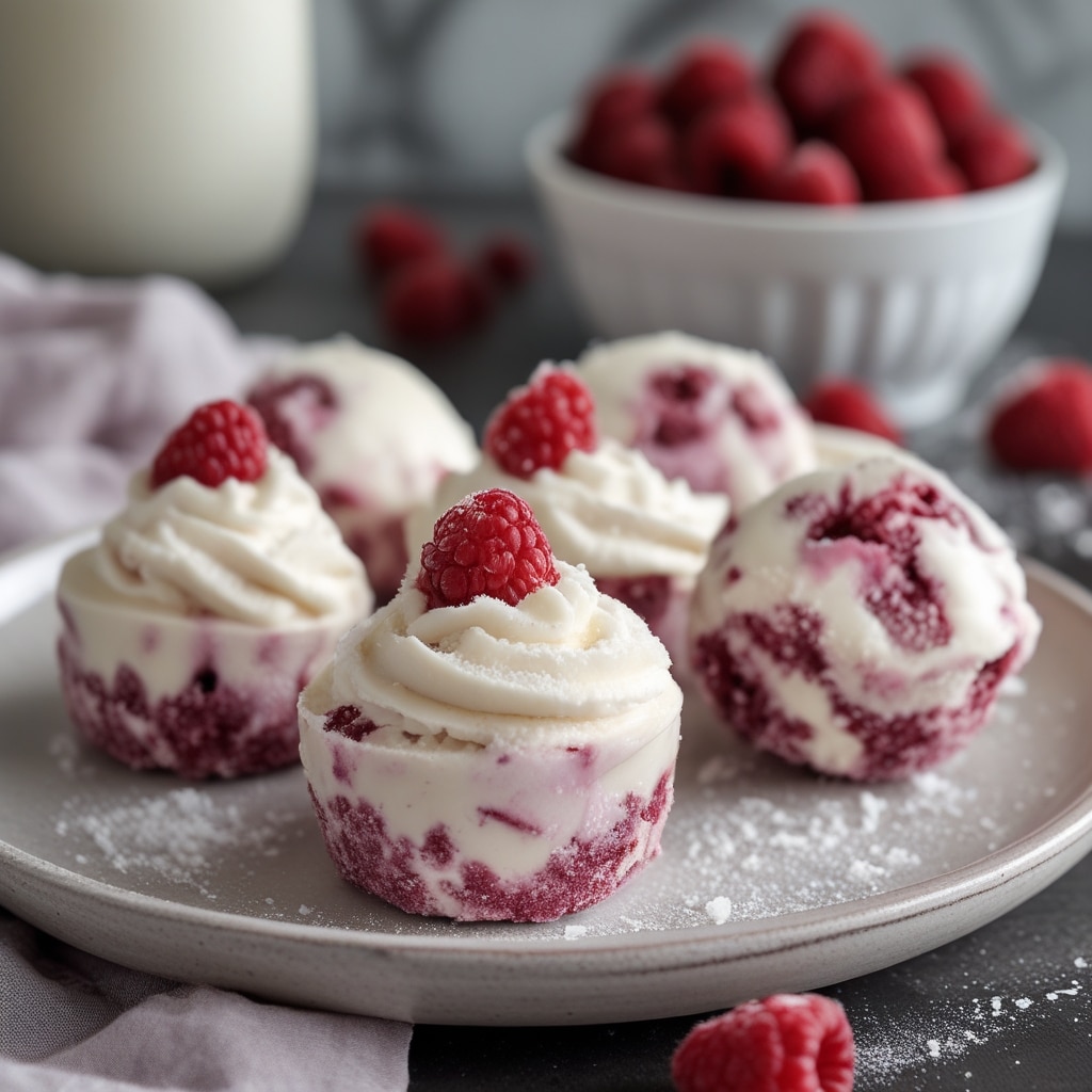 Frozen Raspberry Cheesecake Greek Yogurt Bites