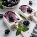 Frozen Blackberry Mint Greek Yogurt Pops