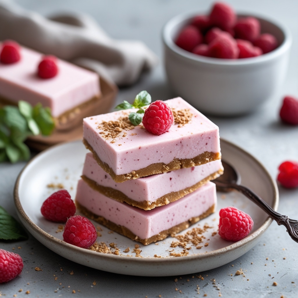 Raspberry Tahini Protein Frozen Yogurt Bars