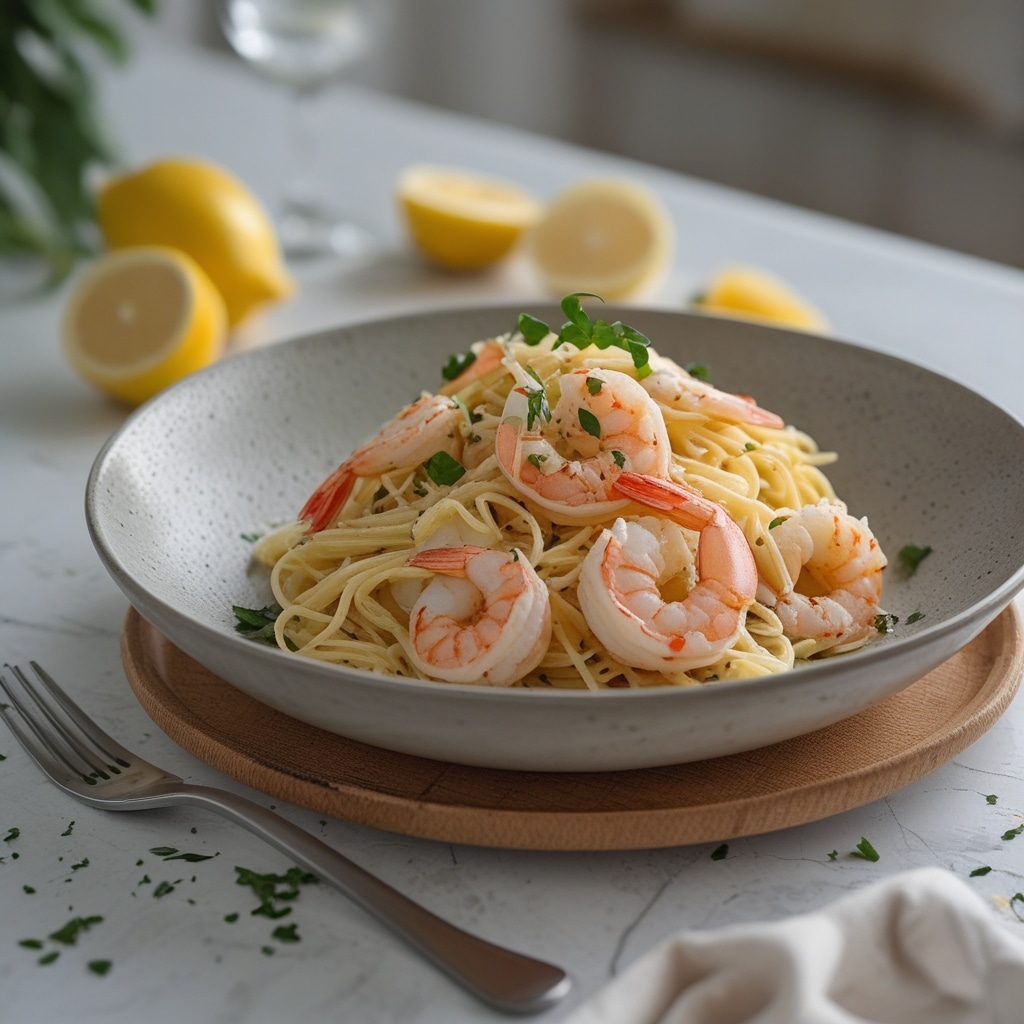 Lemon Garlic Shrimp Pasta