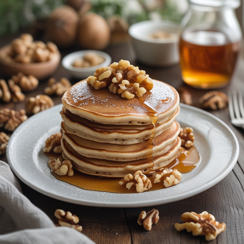 High Protein Maple Walnut Cottage Cheese Pancakes