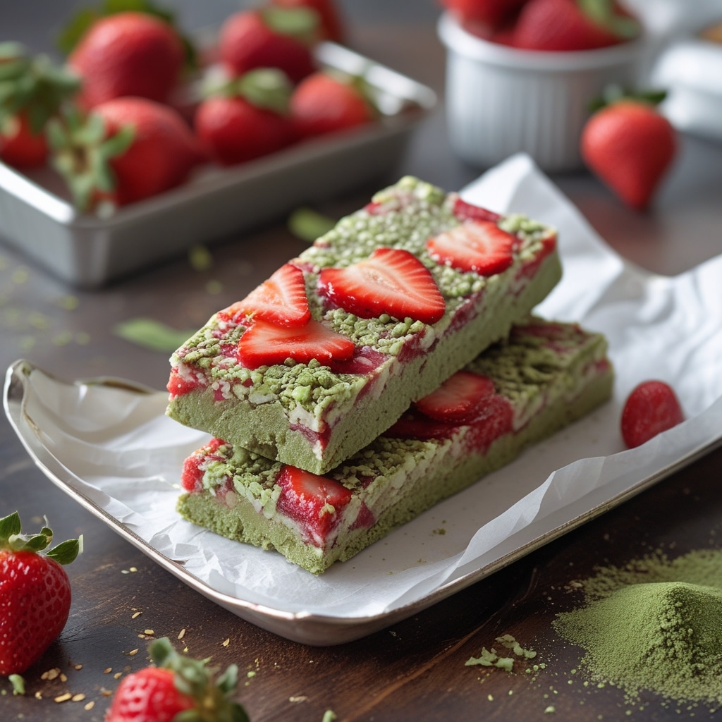 Strawberry Matcha Protein Energy Bars