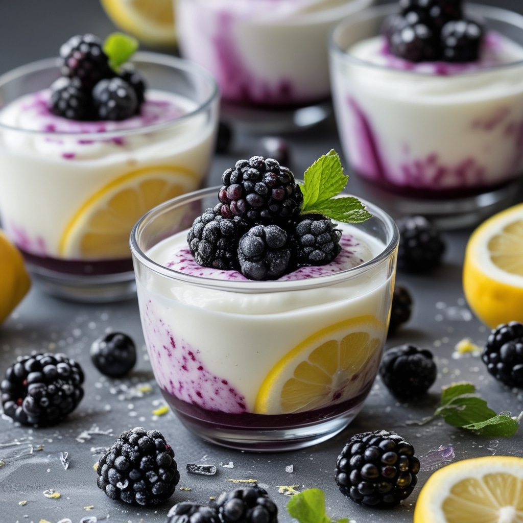 Frozen Blackberry Lemon Greek Yogurt Cups