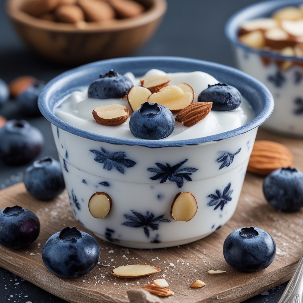 Frozen Blueberries & Almond Greek Yogurt Cups