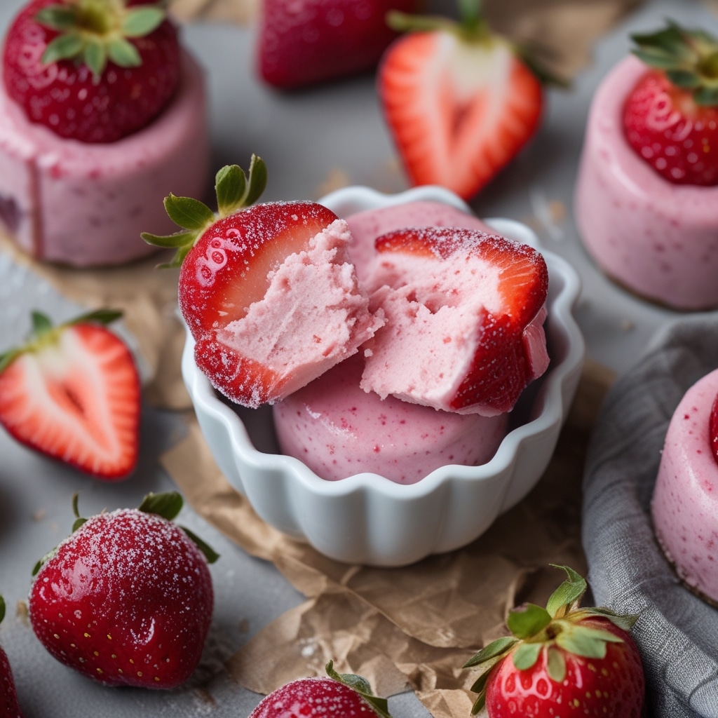 - Frozen Strawberry Cheesecake Protein Bites