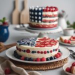 4th of July with a patriotic flag cake