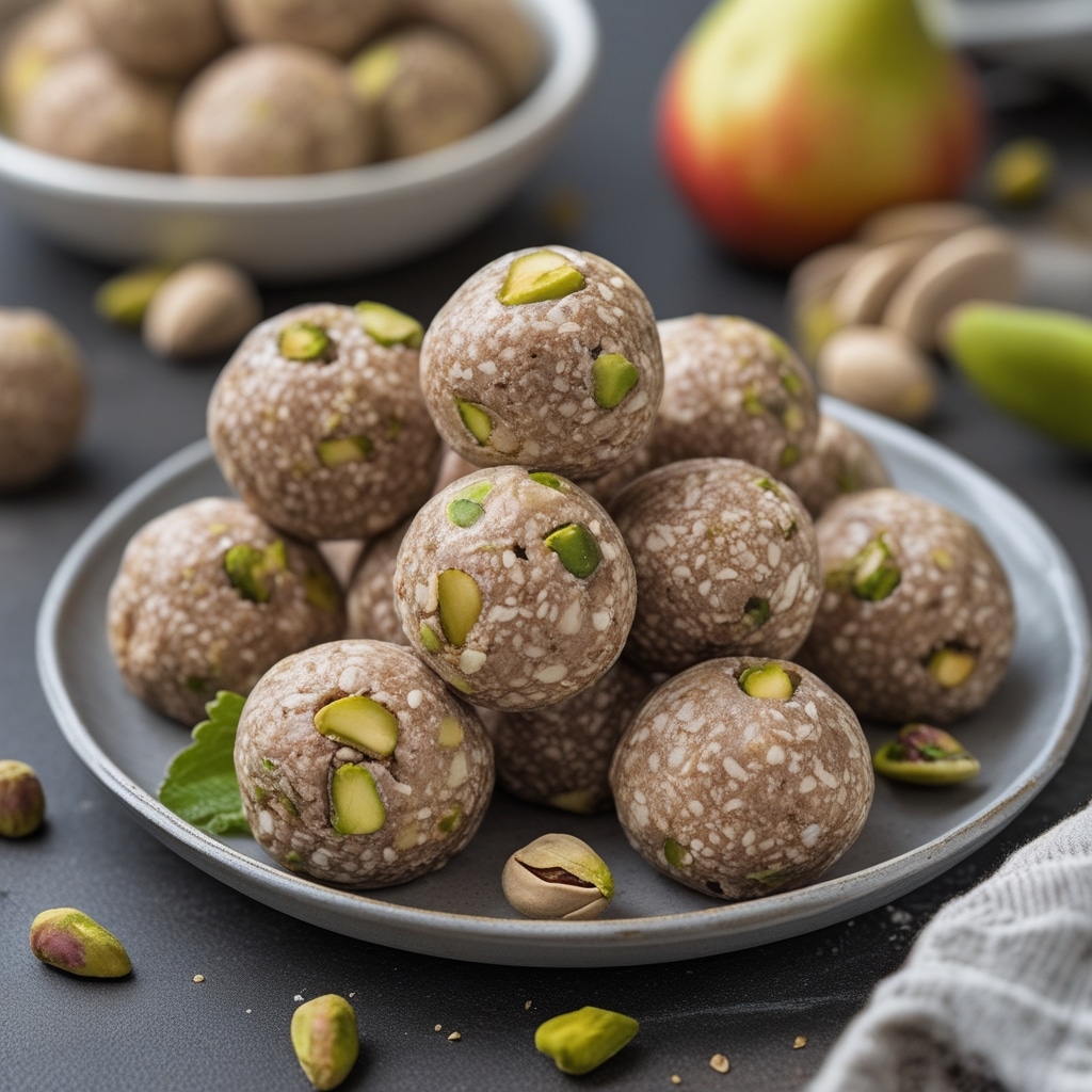 Pear Pistachio Protein Energy Bites