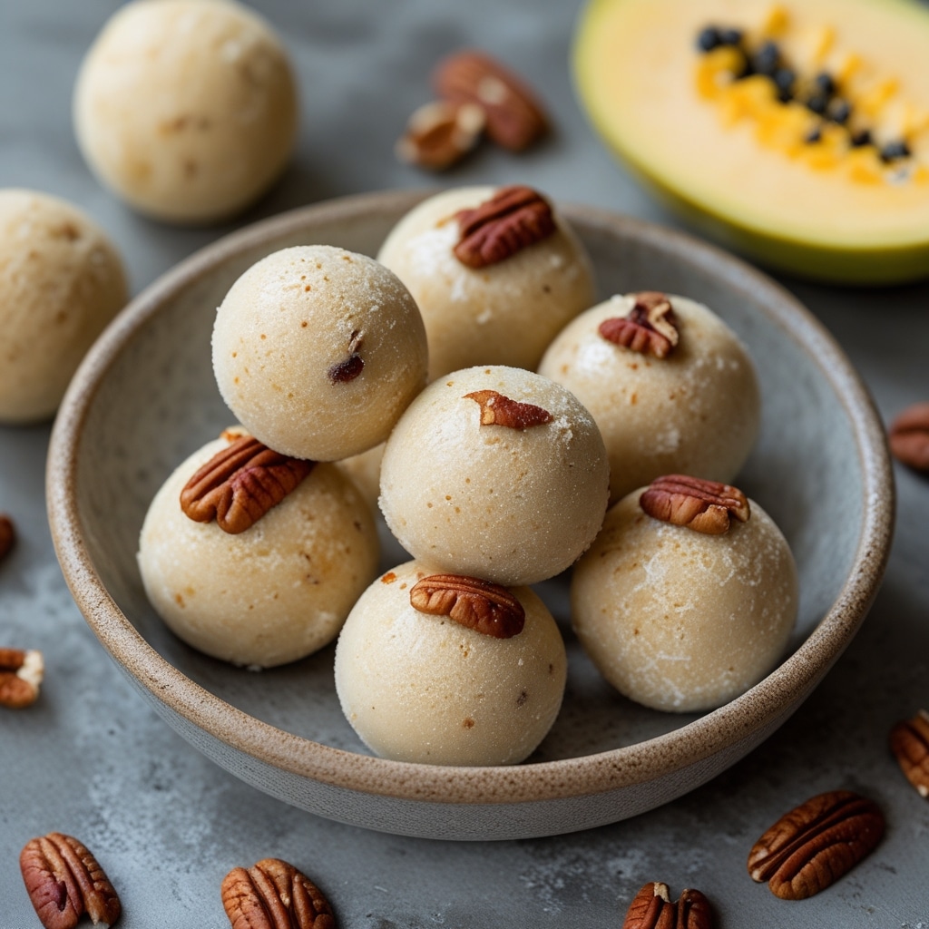 Papaya Pecan Protein Frozen Yogurt Balls
