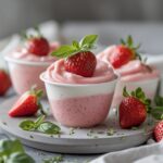 Frozen Strawberry Basil Greek Yogurt Cups