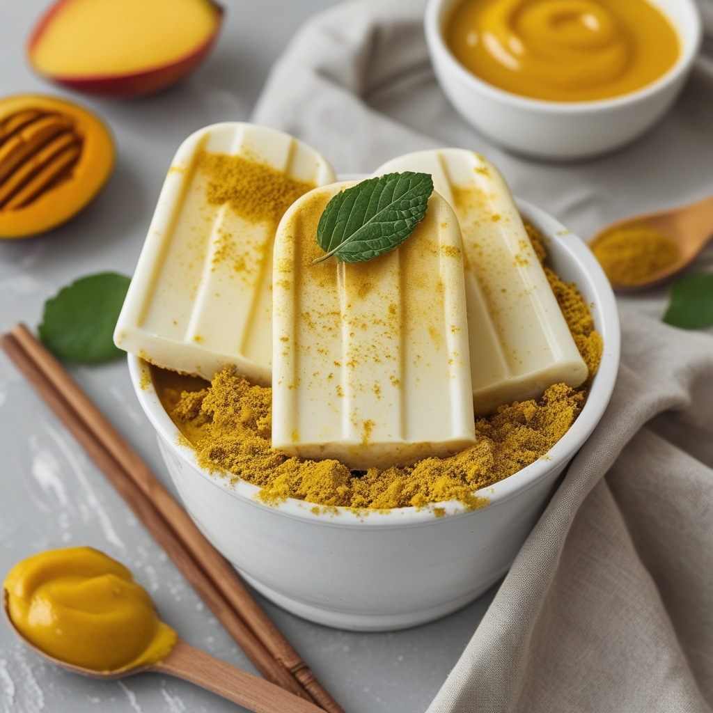 Frozen Mango Turmeric Greek Yogurt Pops