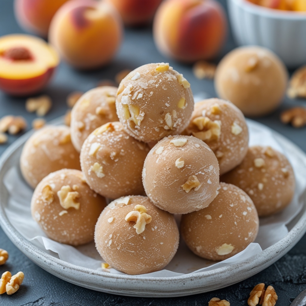 Peach Walnut Protein Frozen Yogurt Balls
