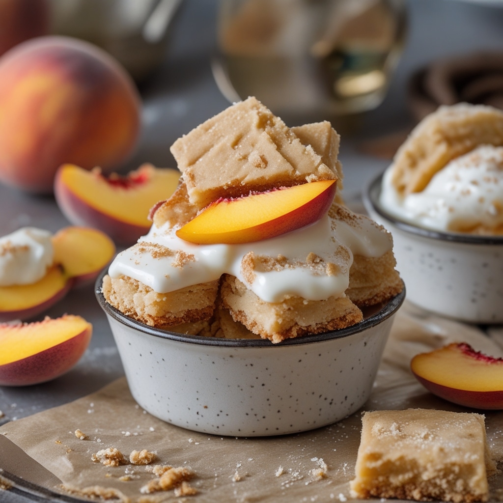Frozen Peach Greek Yogurt Shortbread Bites