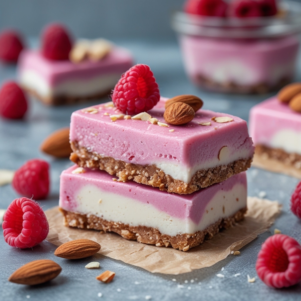 Raspberry Almond Protein Frozen Yogurt Bars