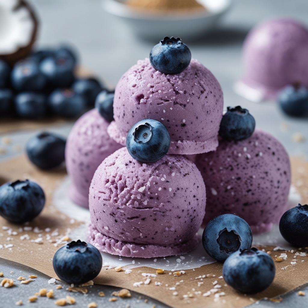Blueberry Coconut Protein Frozen Yogurt Bites