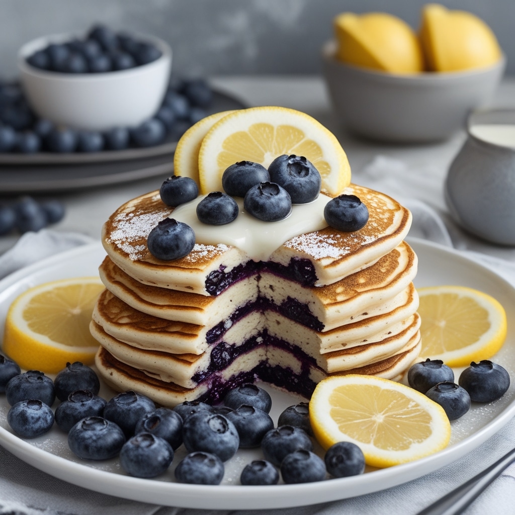 High Protein Blueberry Lemon Cottage Cheese Pancakes