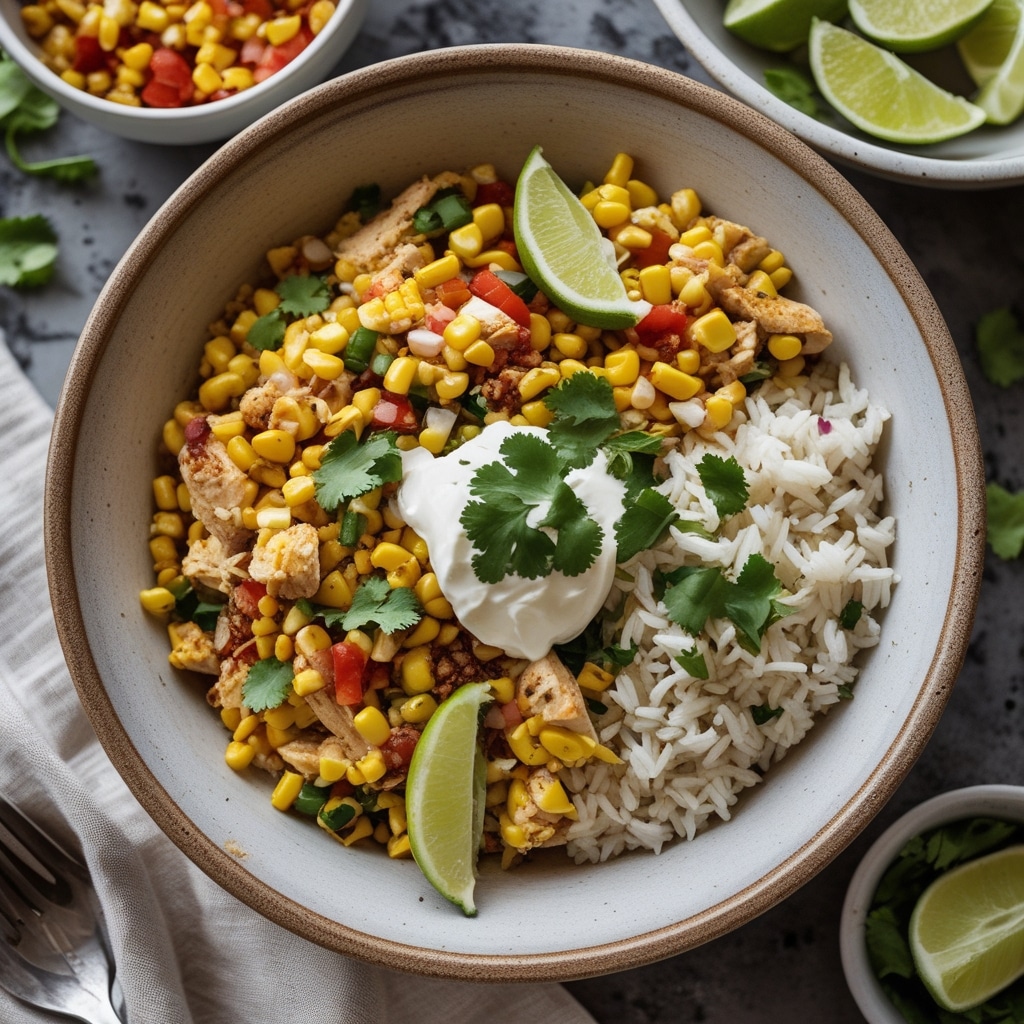 Easy Street Corn Chicken Rice Bowls Recipe with Mexican-Inspired Flavors