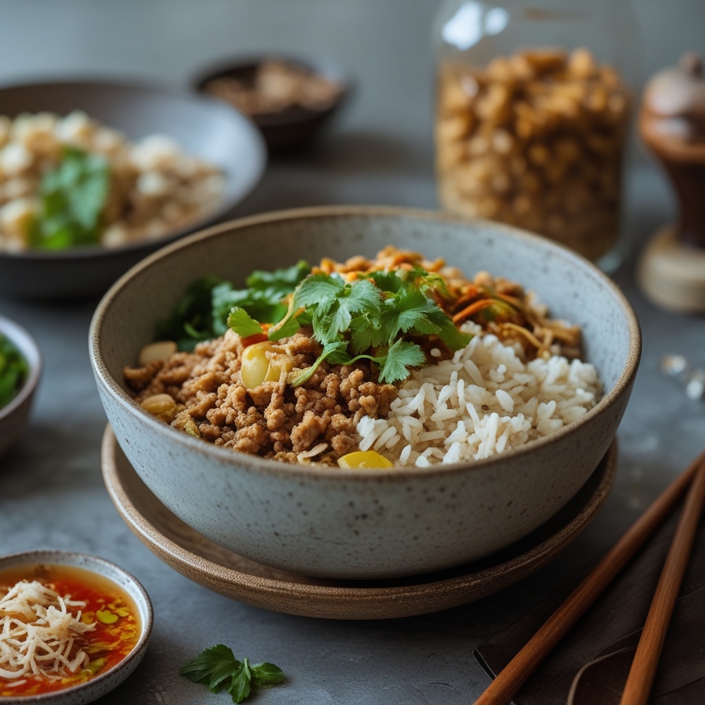 Vietnamese Ground Pork and Rice Bowls