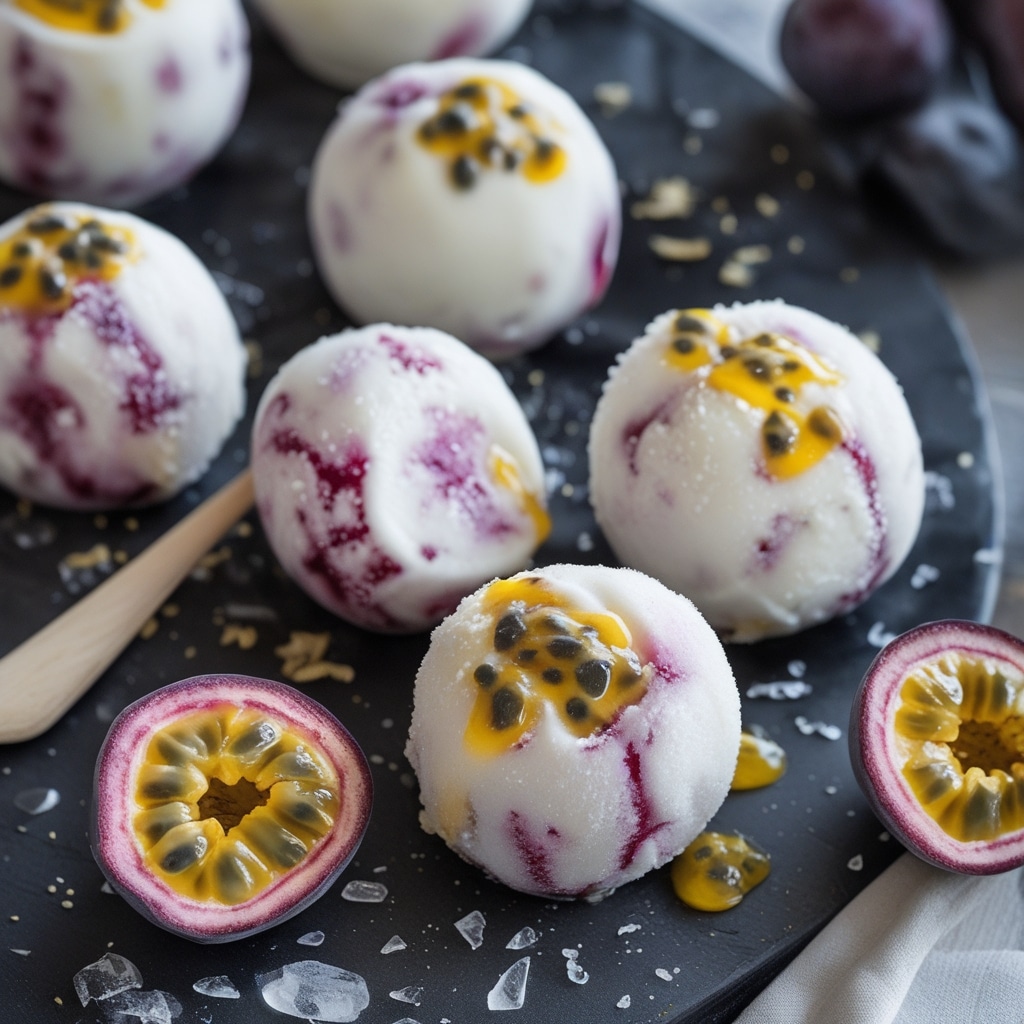 - Frozen Passion Fruit Vanilla Greek Yogurt Bites