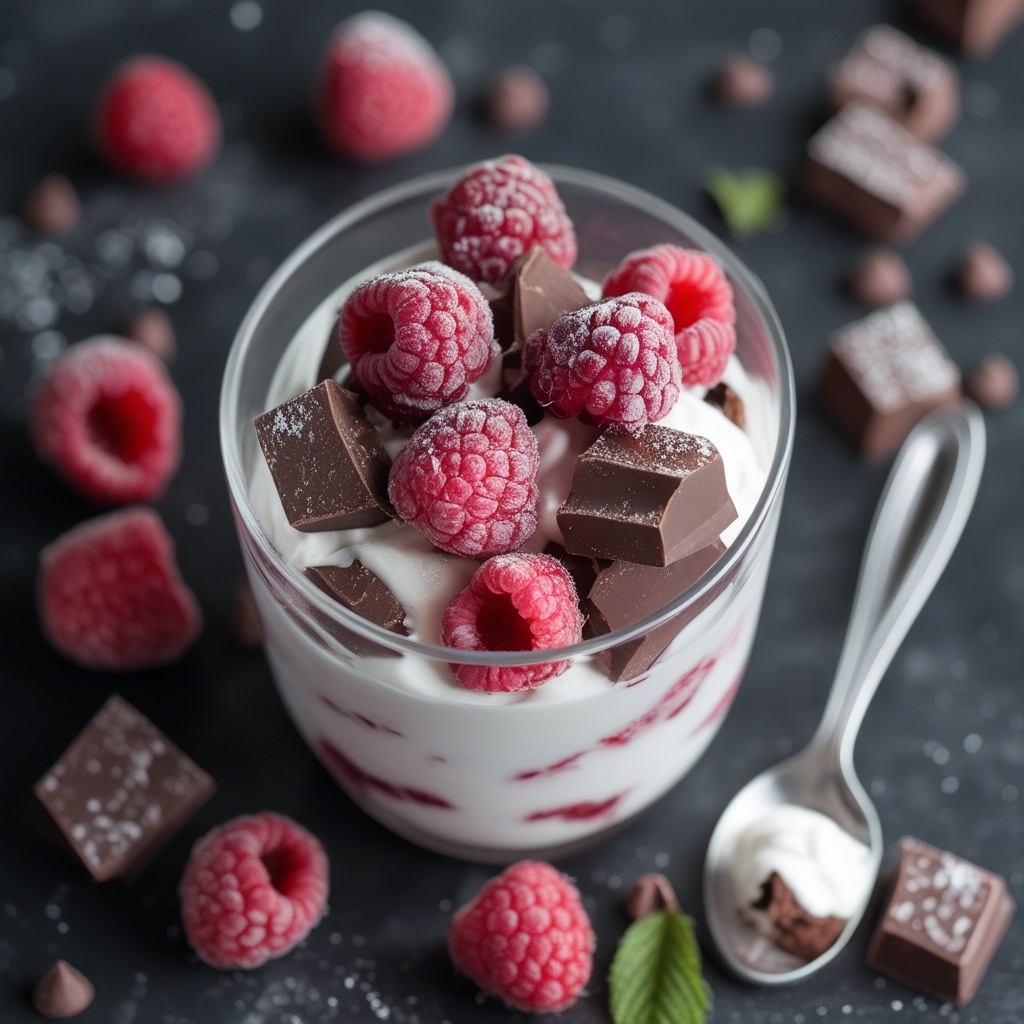 Dark Chocolate Raspberry Frozen Yogurt Clusters