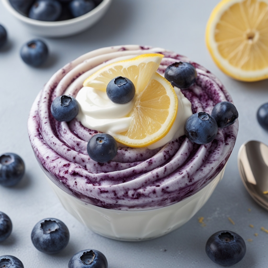 Frozen Blueberry Lemon Greek Yogurt Swirl