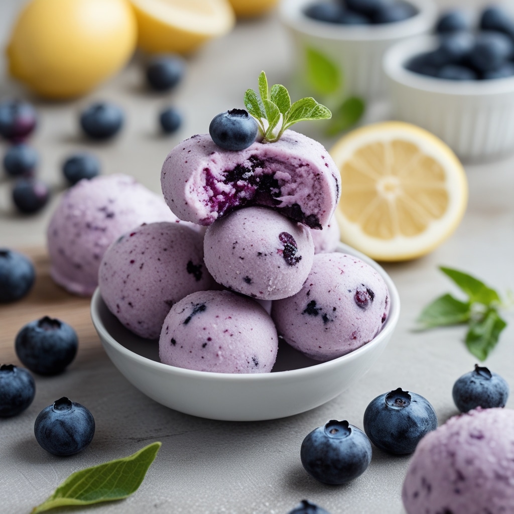Frozen Blueberry Lemon Greek Yogurt Bites
