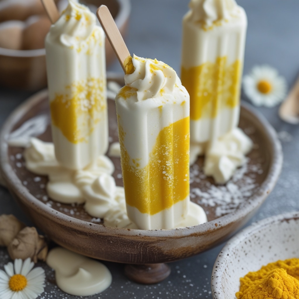 Frozen Mango Turmeric Greek Yogurt Pops
