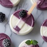 Frozen Blackberry Mint Greek Yogurt Pops