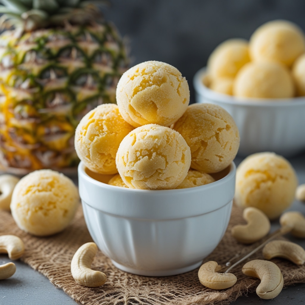 Pineapple Cashew Protein Frozen Yogurt Balls