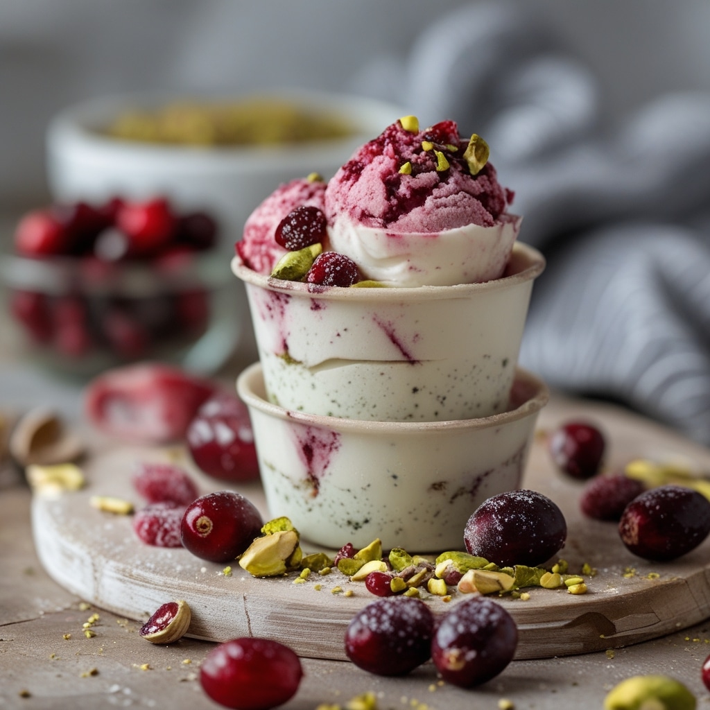 Cranberry Pistachio Protein Frozen Yogurt Bites