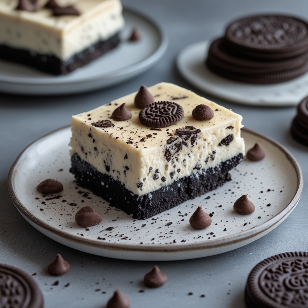 No-Bake Cookies and Cream Protein Cheesecake Bars
