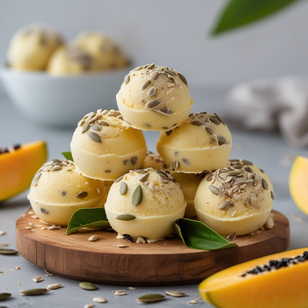 Papaya Sunflower Seed Protein Frozen Yogurt Bites