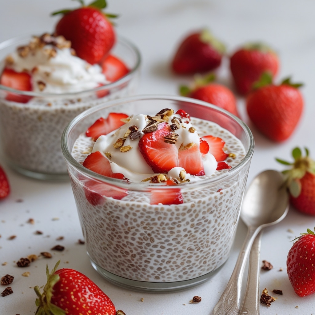 Easy Chia Pudding with Strawberries and Cream | Healthy Make-Ahead Breakfast