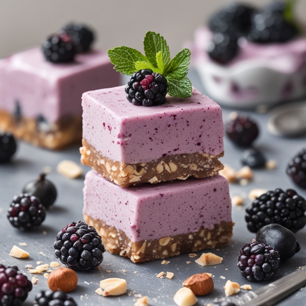 Blackberry Hazelnut Protein Frozen Yogurt Bars