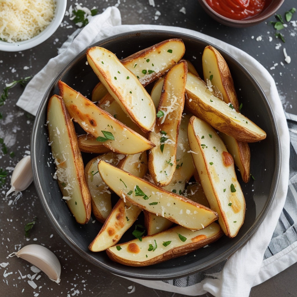 Easy Air Fryer Garlic Parmesan Potato Wedges Recipe